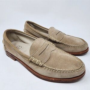 Allen Edmonds Penny Loafers Men 9 Sea Island Beige Sand Suede Slip-on Shoes